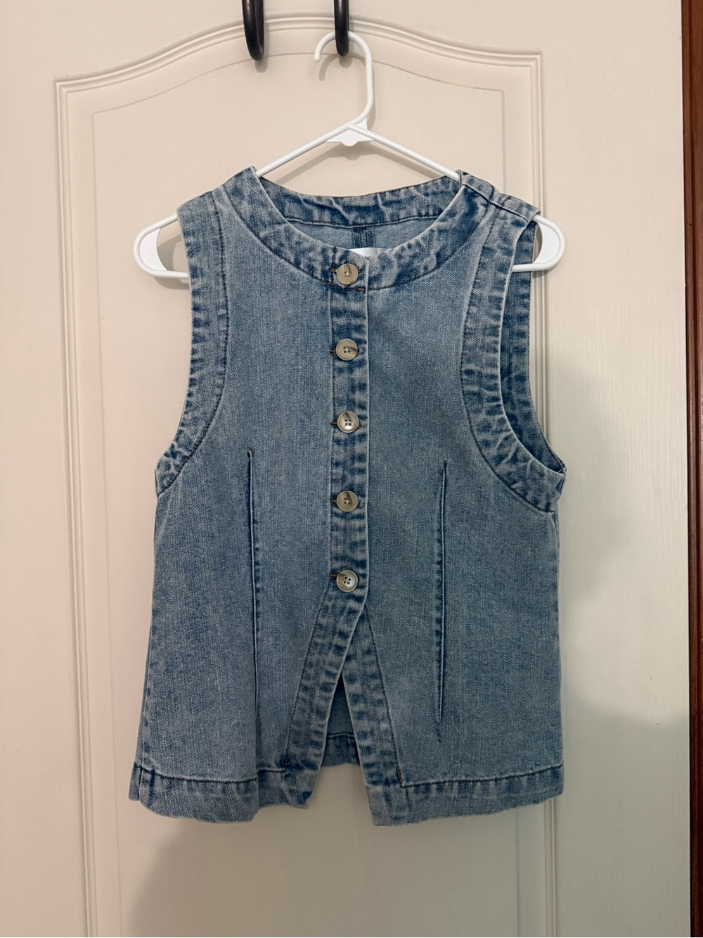 Vigoss Washed Blue Denim Button-Front Tank